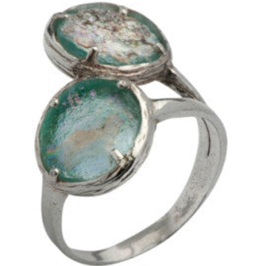 Roman Glass on silver ring | Bluenoemi designers | Israeli jewelry - Bluenoemi Jewelry Rings Bluenoemi Bluenoemi israeli sterling silver jewellery jewelry handmade jewel