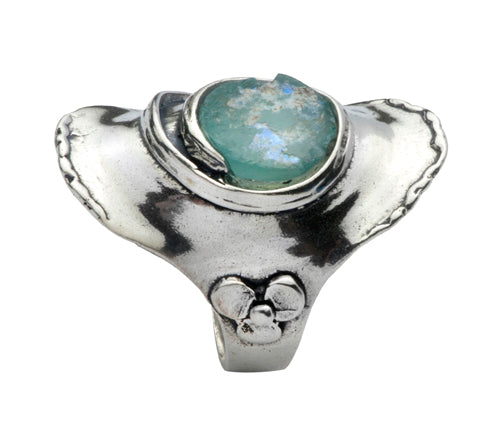 Roman Glass Sterling Silver Ring for woman | Ancient Roman Glass | Bluenoemi - Bluenoemi Jewelry Rings Bluenoemi Bluenoemi Jewelry israeli sterling silver jewellery jewelry handmade jewel