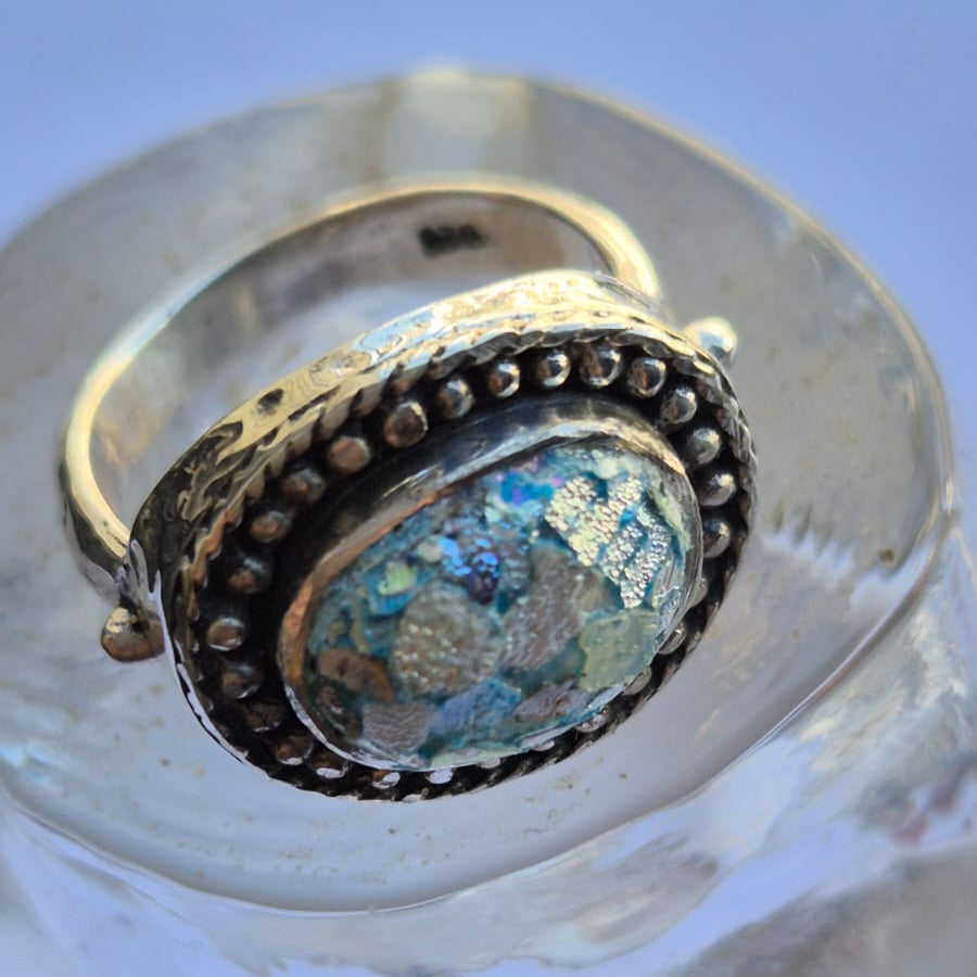 Bluenoemi Jewelry Ring for Woman silver set Roman Glass