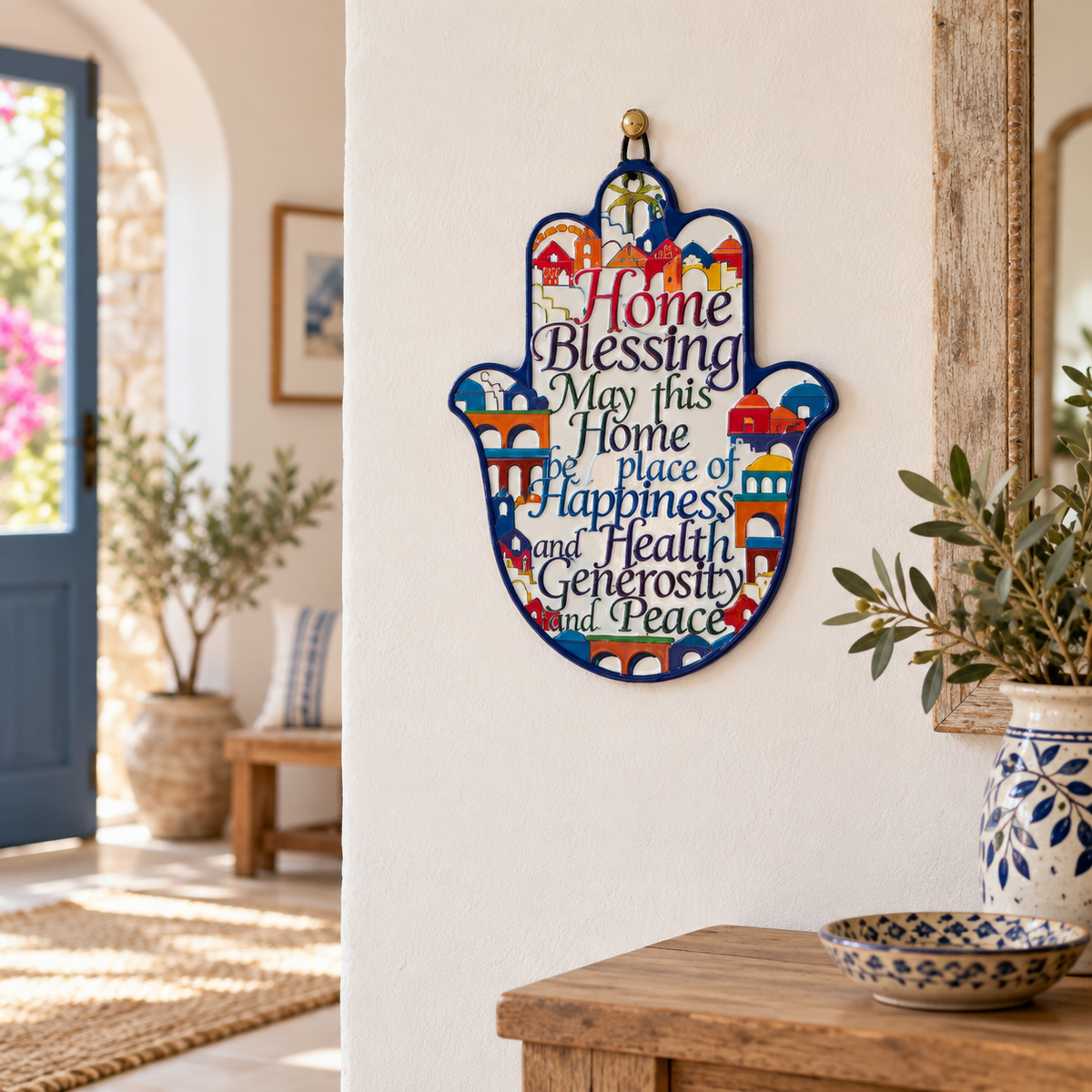 Jerusalem Hamsa Home Blessing – Colorful Laser Cut Wall Decor | Bluenoemi