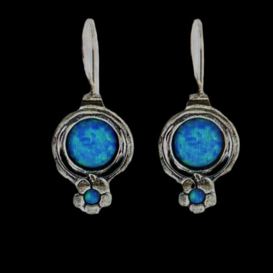 Bluenoemi Earrings Blue Sterling silver earrings with Blue Opals. Handmade earrings.