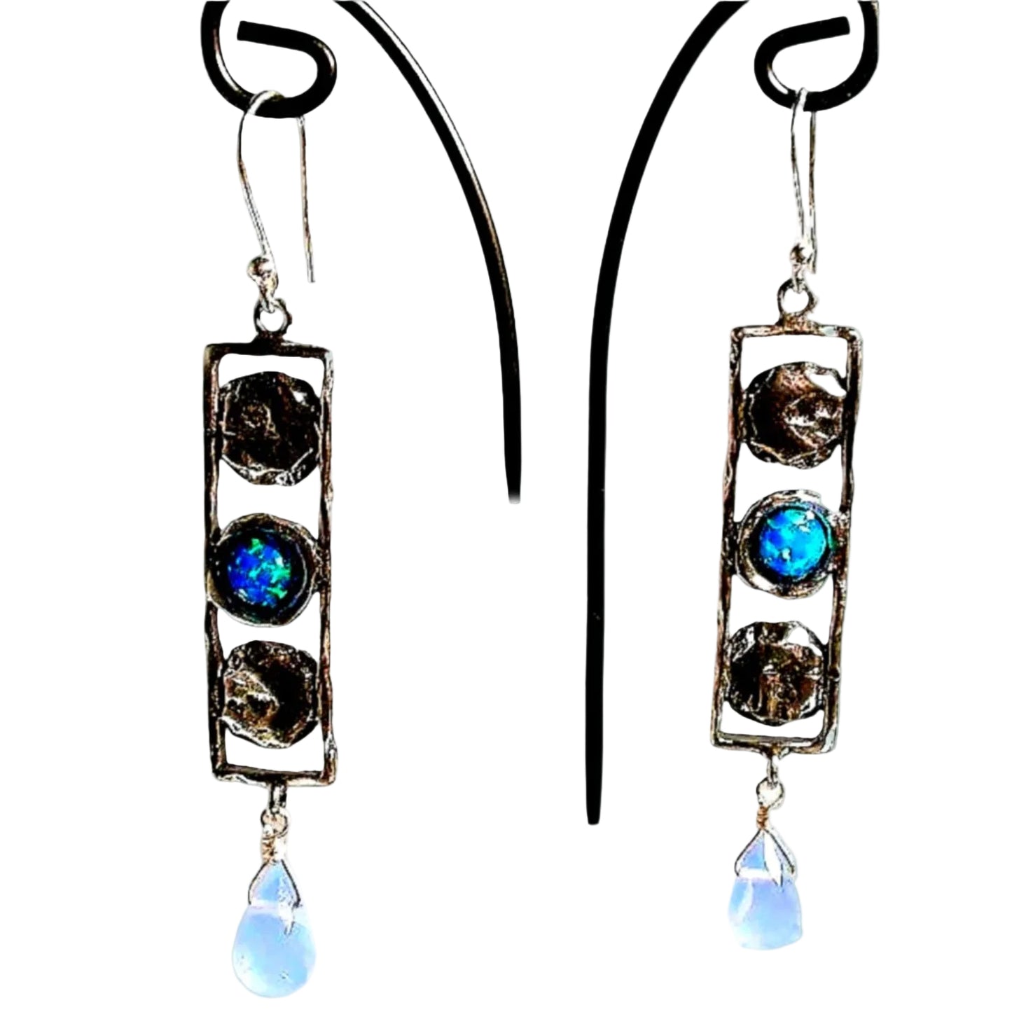 Sterling Silver Earrings for Women, blue opal gemstones earrings/ orecchini argento / israelische schmuck - Bluenoemi