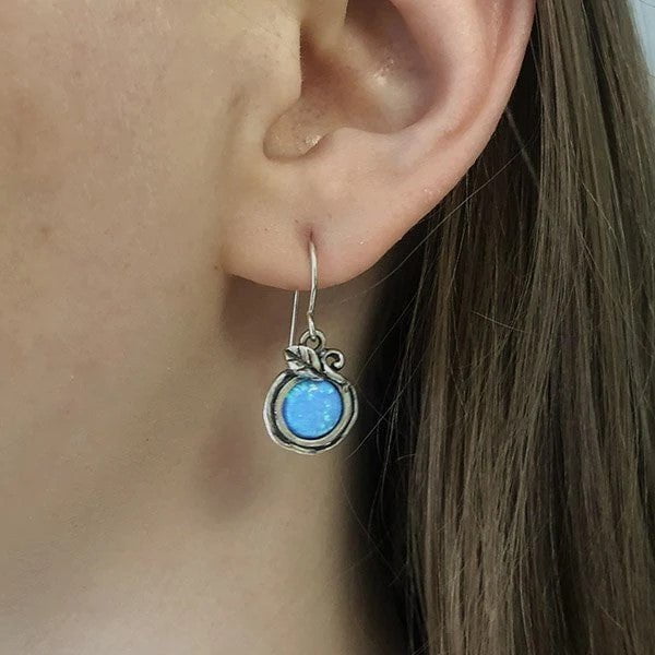 Bluenoemi Earrings Sterling silver pomegranate earrings set Blue Opals
