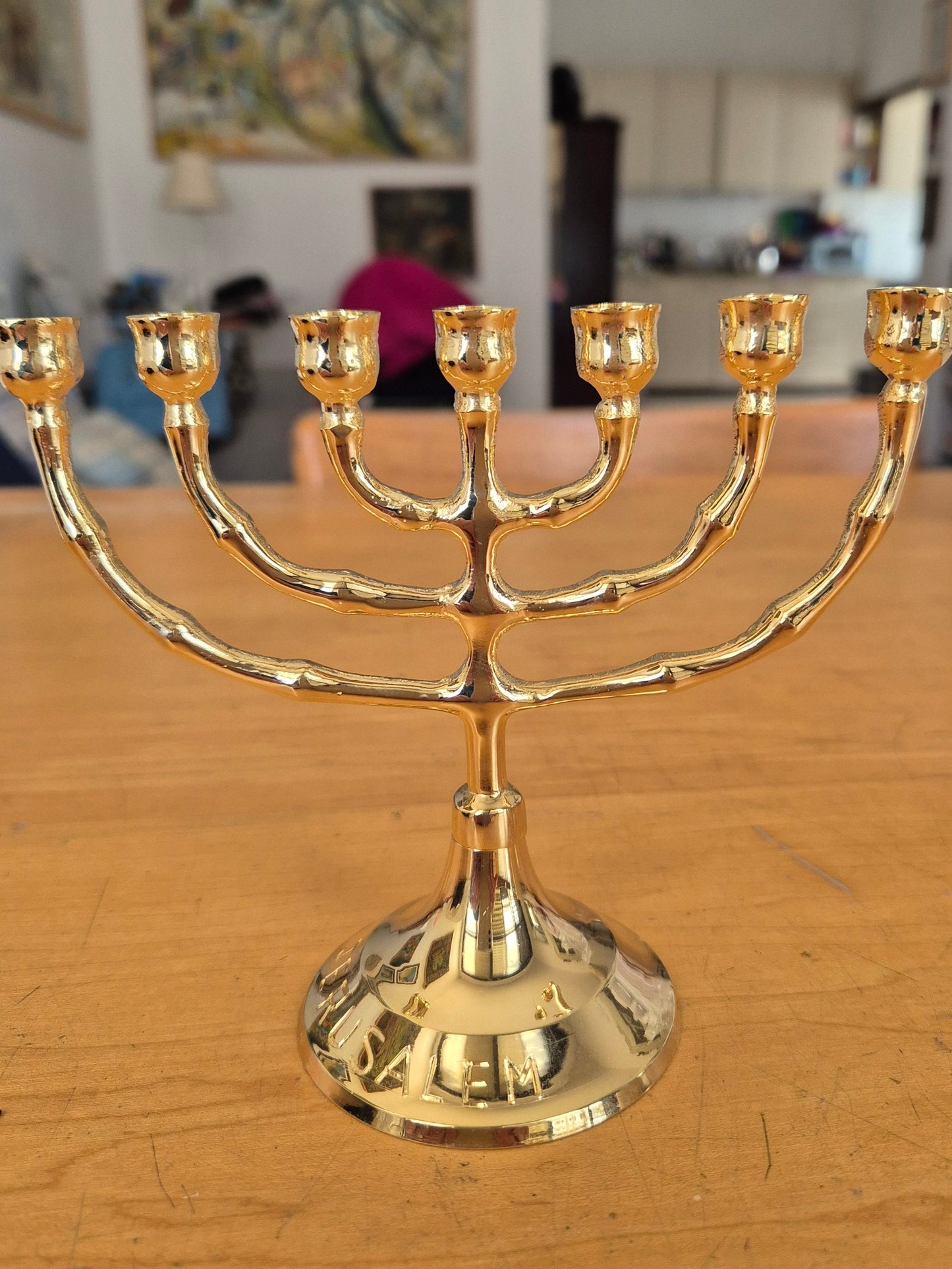 Menorah from the Holy Land - Jerusalem Menorah - Plated Gold / Silver 15 cm - Bluenoemi