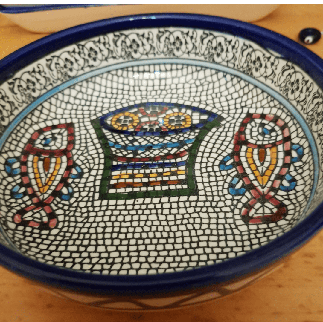 Bluenoemi Jewelry Bowl Armenian Ceramic bowls for serving or decoration. 19 cm Diameter. Tabgha Mosaic.