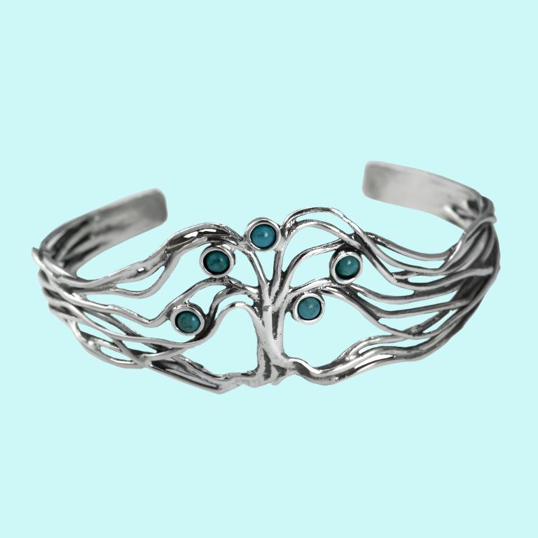 Handcrafted Sterling Silver Cuff Bracelet – Israeli Designer JewelryTree of Life - Bluenoemi