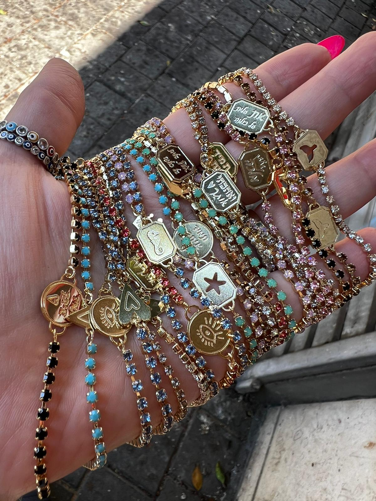 Zircons bracelets with quotes and words. - Bluenoemi