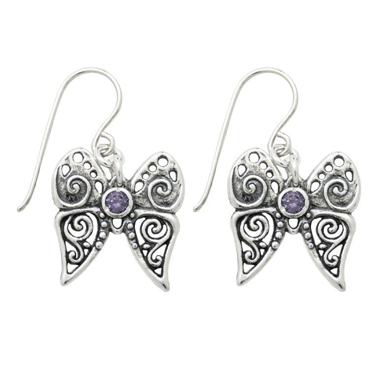 Bluenoemi Jewelry Earrings Amethyst Zircon Sterling Silver Butterfly Earrings