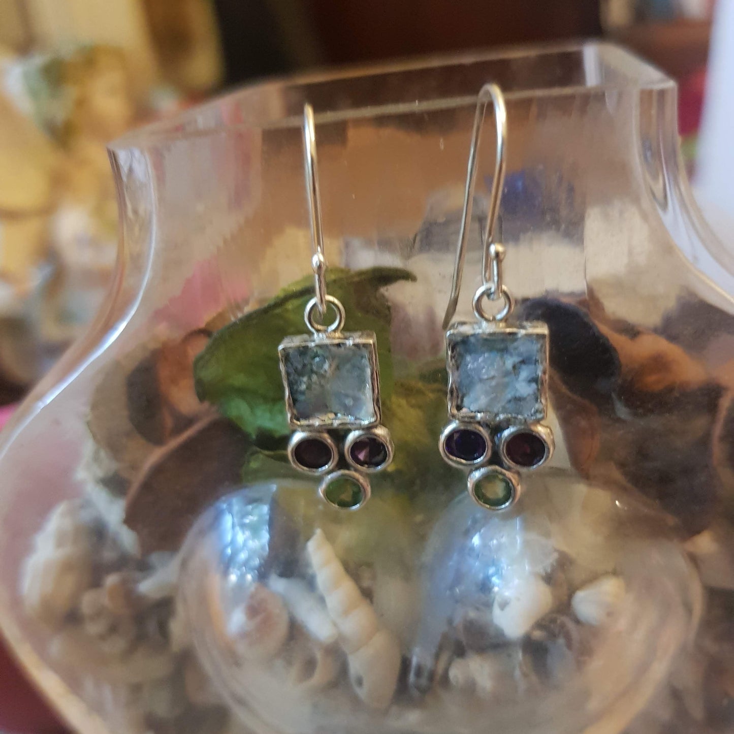 Roman Glass Earrings Bluenoemi Silver Earrings - Bluenoemi