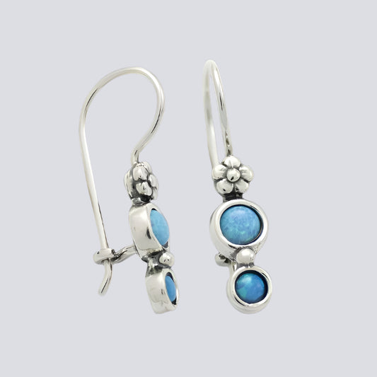 Bluenoemi Jewelry Earrings Sterling silver earrings dangle sterling silver earrings for woman set with opals. Blue Earrings.
