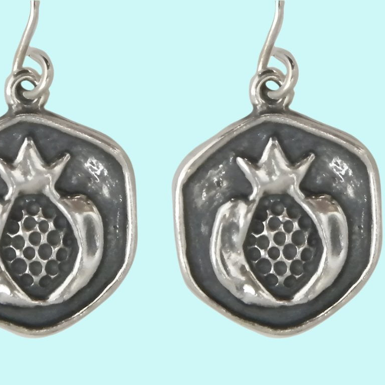 Sterling silver earrings for woman. Israel jewelry earrings for woman. Sterling silver 925 pomegranates - Bluenoemi