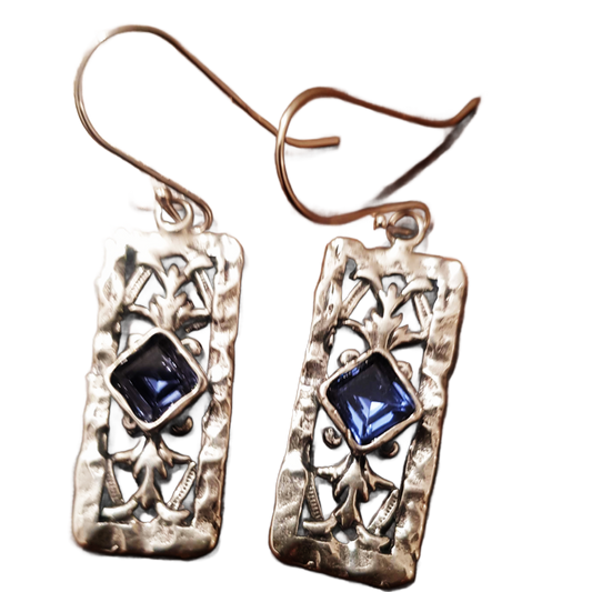 Bluenoemi Jewelry Earrings Sterling silver earrings for woman set Blue Opals / CZ zircons