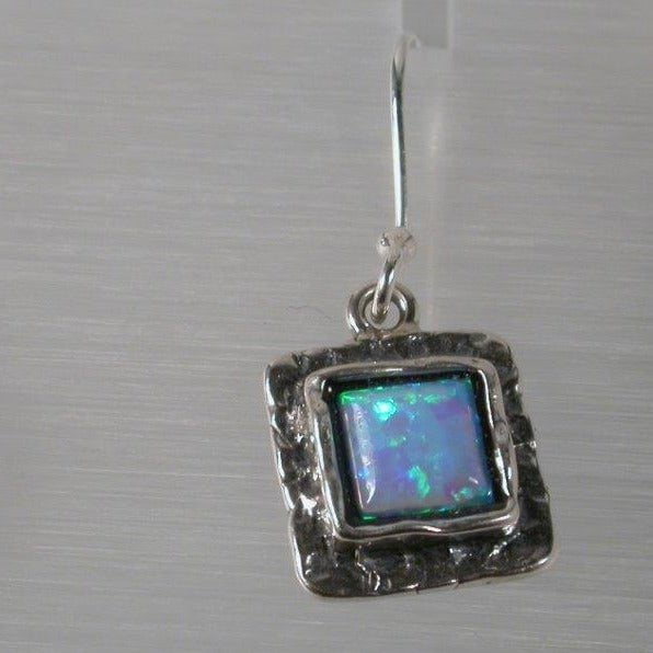 Bluenoemi Jewelry Earrings Sterling silver earrings set with opal Blue Israeli jewelry