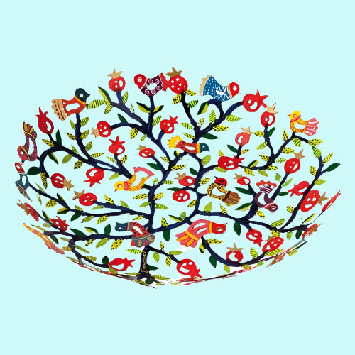 Bluenoemi Israeli Gifts Bowl Metal Laser Cut Pomegranates Small - Bluenoemi
