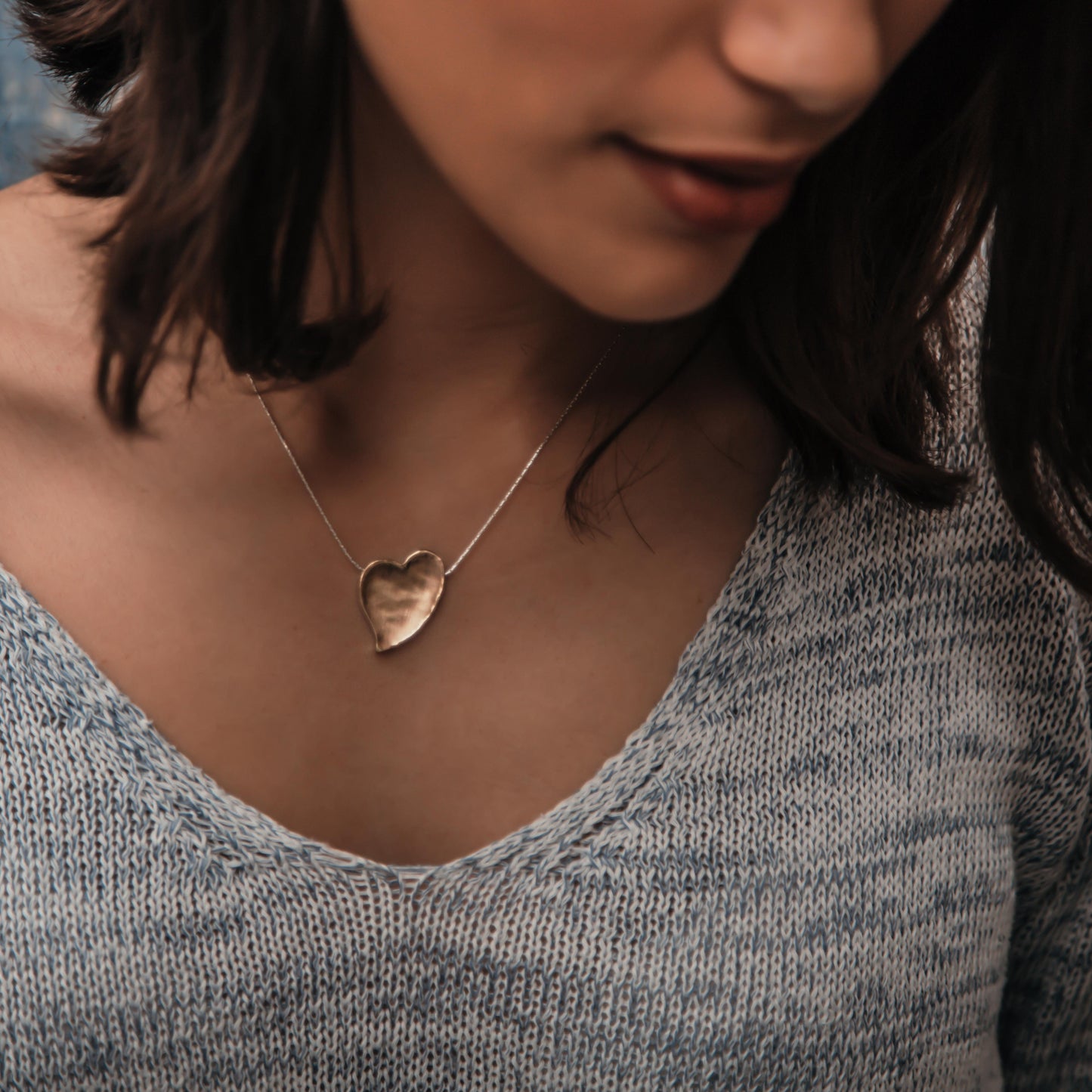 Bluenoemi Jewelry Necklaces 45cm / silver-gold Sterling Silver 925 and Gold Heart Necklace for Woman Israeli Jewelry