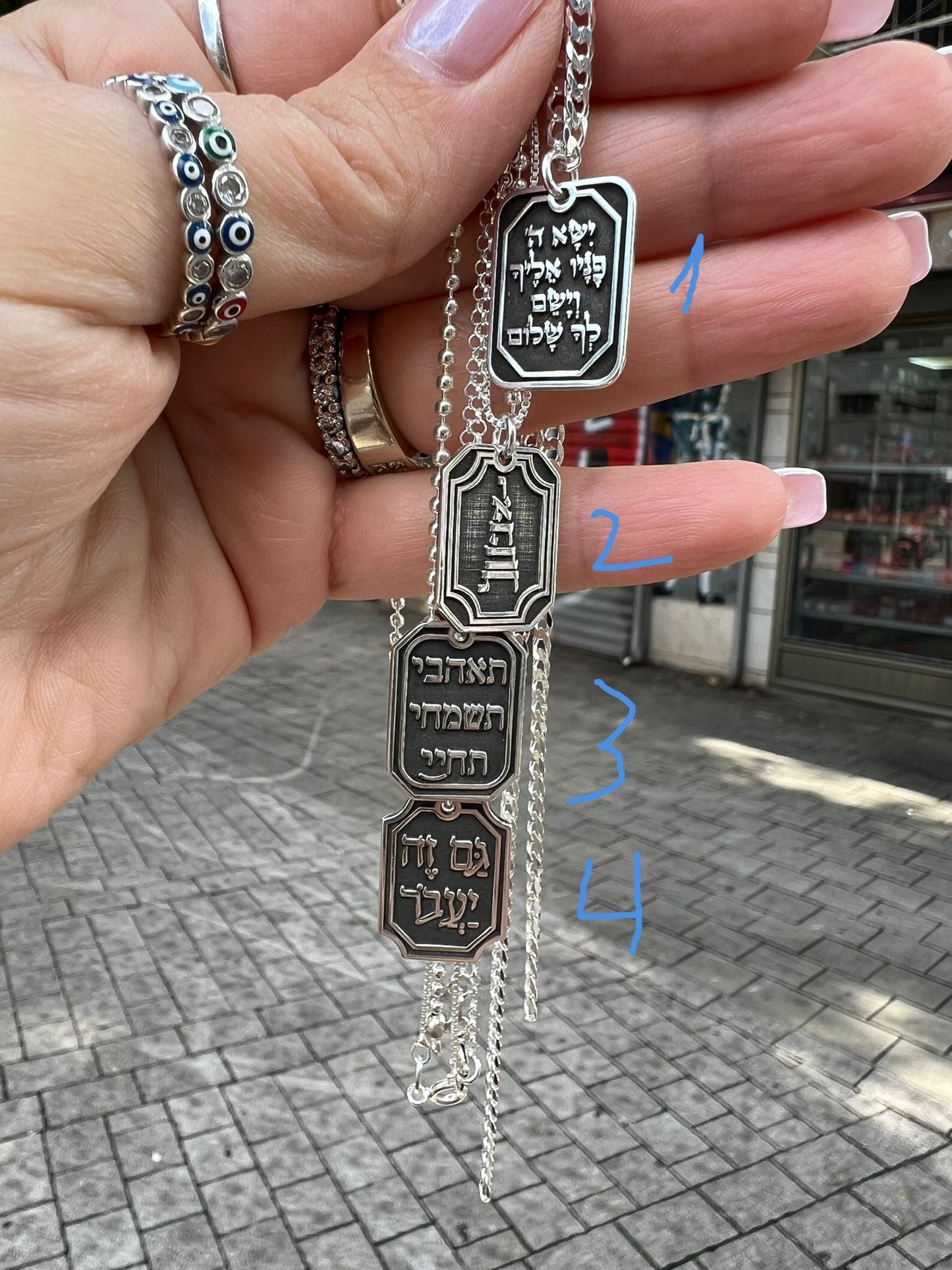 Bluenoemi Love pendant Hebrew words necklace sterling silver Israeli Necklace for woman. - Bluenoemi