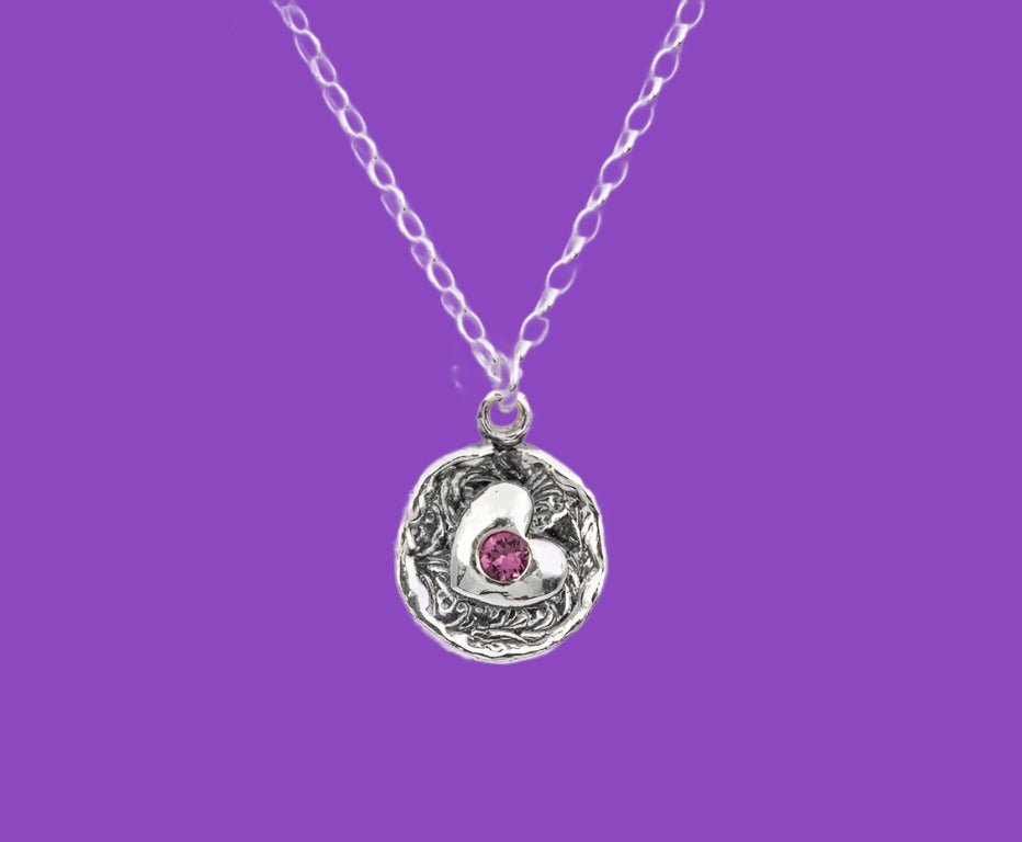 Necklace for women. Heart pendant with an amethyst zircon. - Bluenoemi