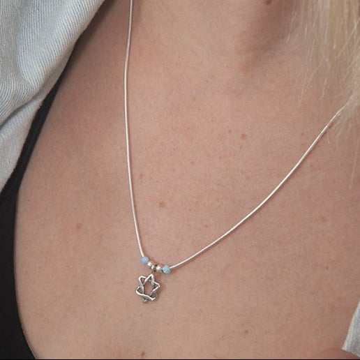 Star of David Necklace , Sterling silver necklace with blue opals - Bluenoemi
