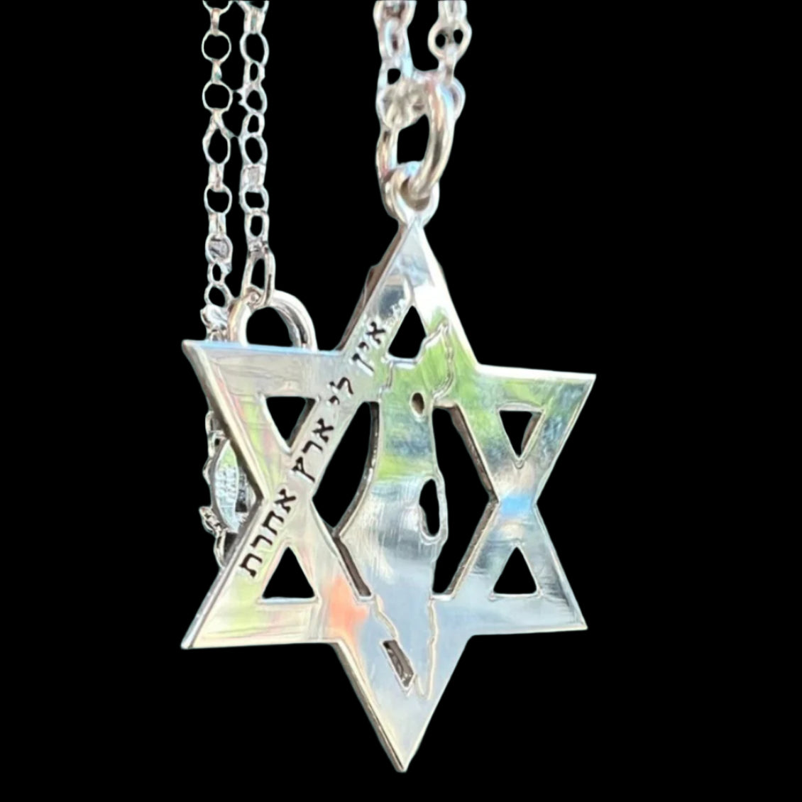 Sterling Silver Star of David pendant engraved - Bluenoemi