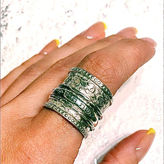 Israeli Spinner rings for woman Hebrew engraved Ring - Bluenoemi