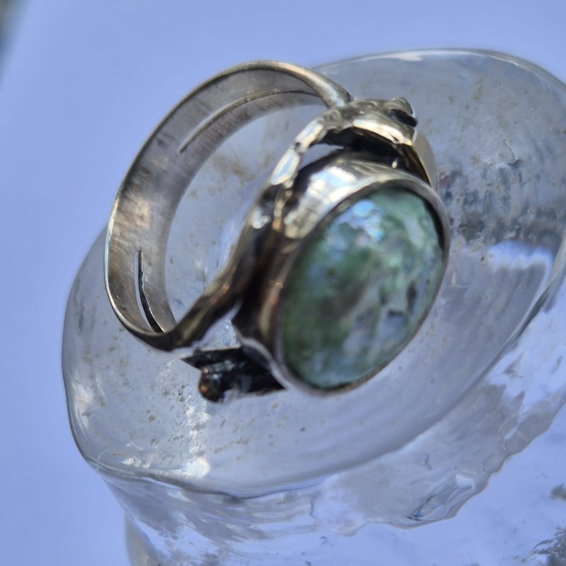 Bluenoemi Jewelry Ring for Woman silver and gold set Roman Glass