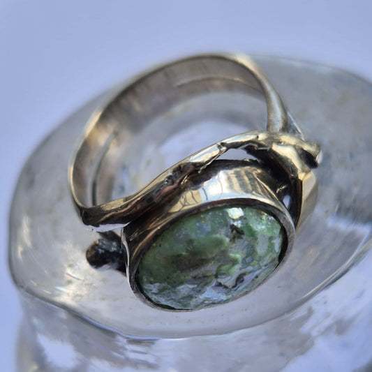 Bluenoemi Jewelry Ring for Woman silver and gold  set Roman Glass