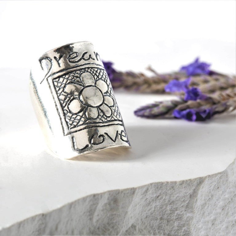 DUnique sterling silver ring gift idea for her – inspirational engraved jewelry