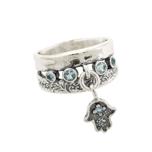 Bluenoemi Jewelry Rings Hamsa charm sterling silver ring  for woman.