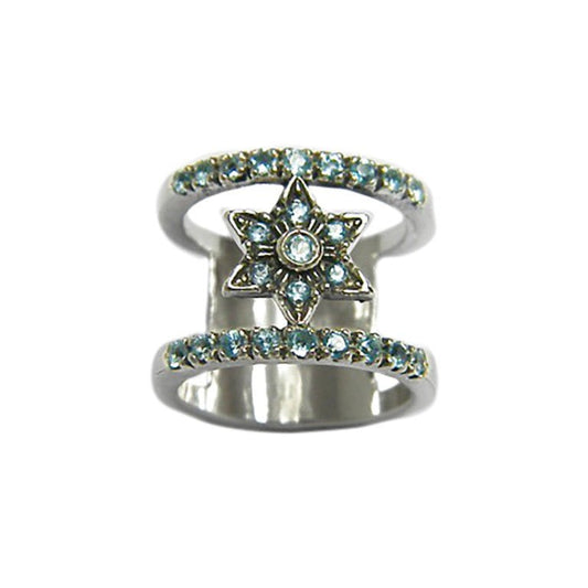 Bluenoemi Jewelry Rings Star of David Israeli Blue and White sterling silver ring  for woman.