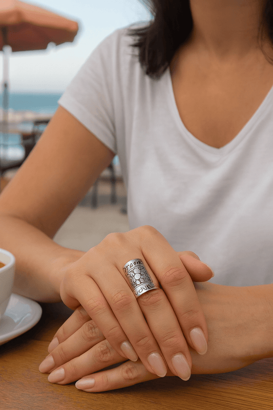 Bluenoemi Jewelry Rings Sterling Silver Inspirational Ring – Engraved “Dream Love” – Handmade Jewelry