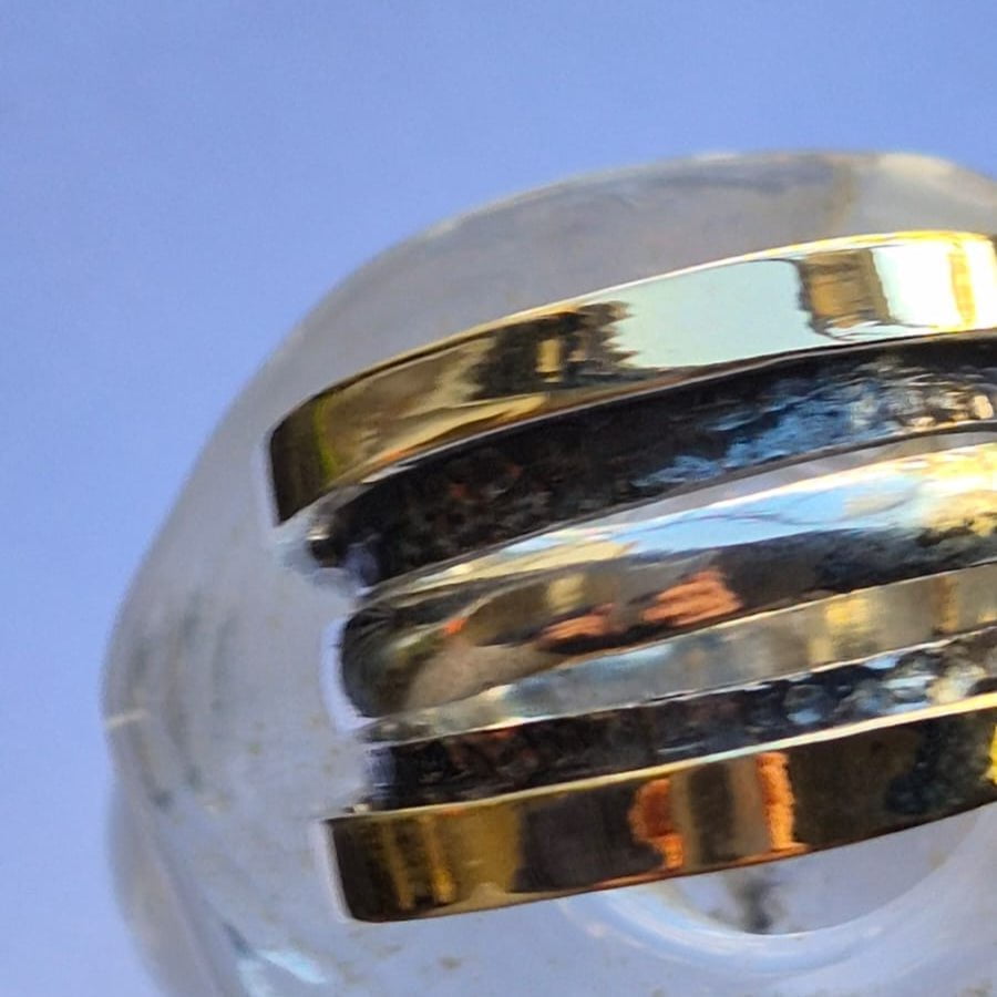 Bluenoemi Jewelry Unisex Designer Spinner ring Silver & 9KT. Yellow Gold Unique rings