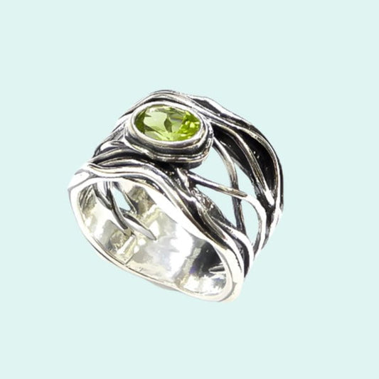 Bluenoemi Rings Silver Ring for women set peridot