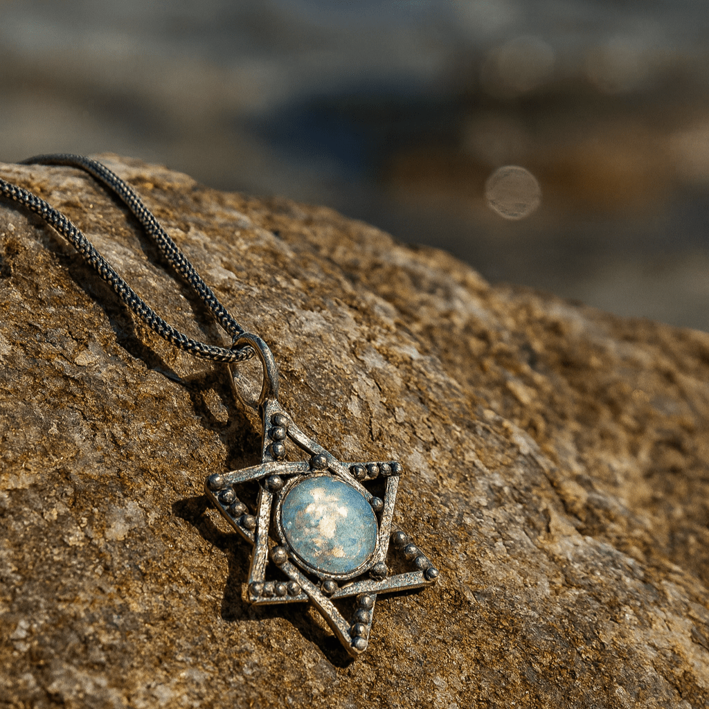 Bluenoemi - My Jewelry Necklaces Star of David sterling silver necklace with Roman Glass