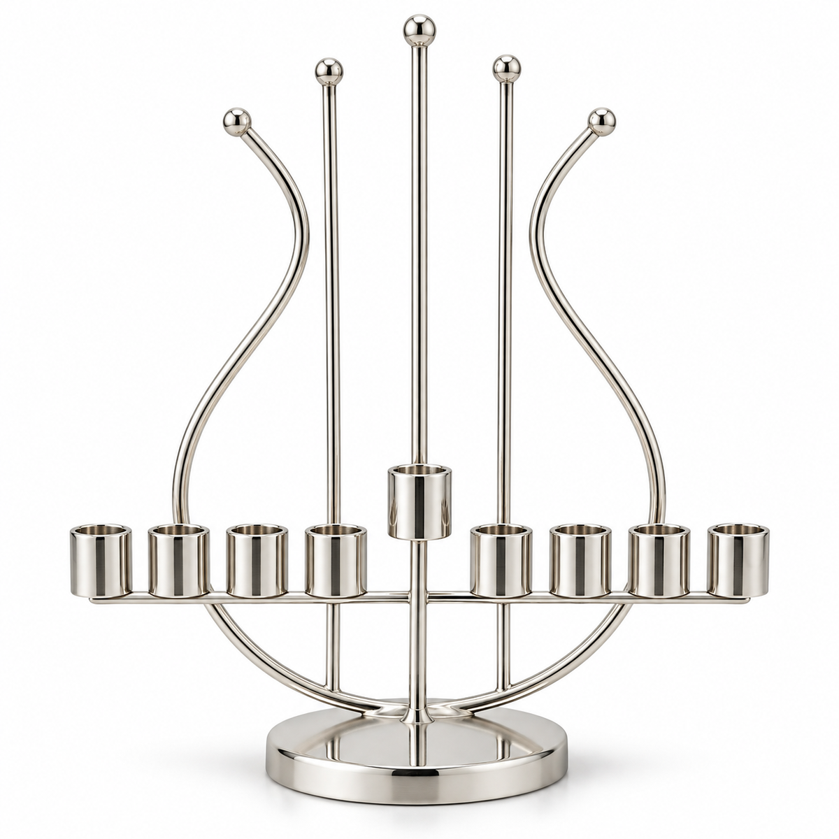 Hanukkah Menorah – Harp Shape Silver Plated – Made in Israel