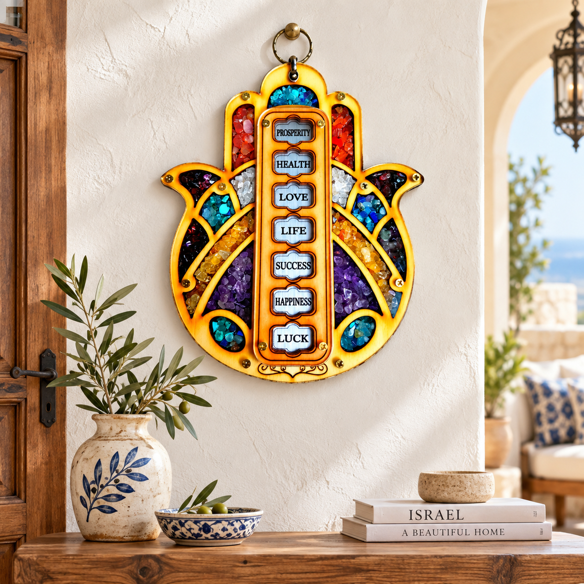 Seven Blessings Hamsa Wall Décor – Handcrafted Israeli Home Gift | Bluenoemi