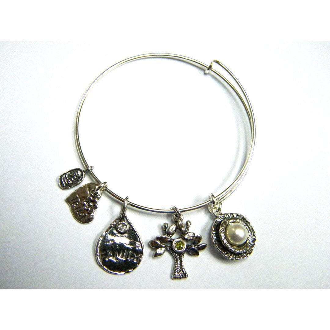 Bluenoemi Bracelets Charms Bracelet Family trust / Silver Family Trust Tree of Life Pearl Charms Bracelet Sterling Silver 925 Bluenoemi Jewelry 4 Charms