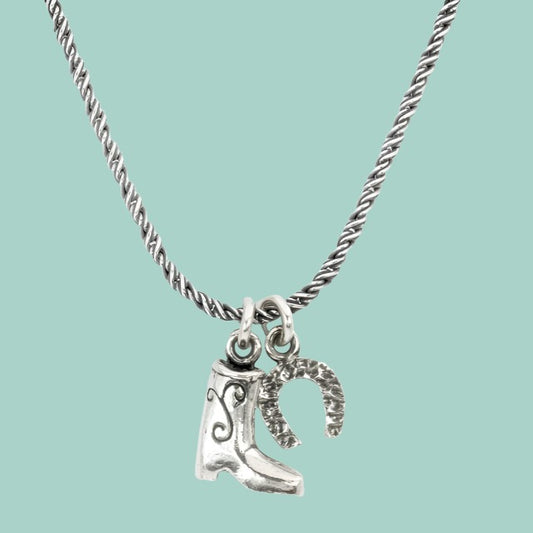 Necklace for Man Silver Charms Necklace for Men. Horseshoe charm. - Bluenoemi