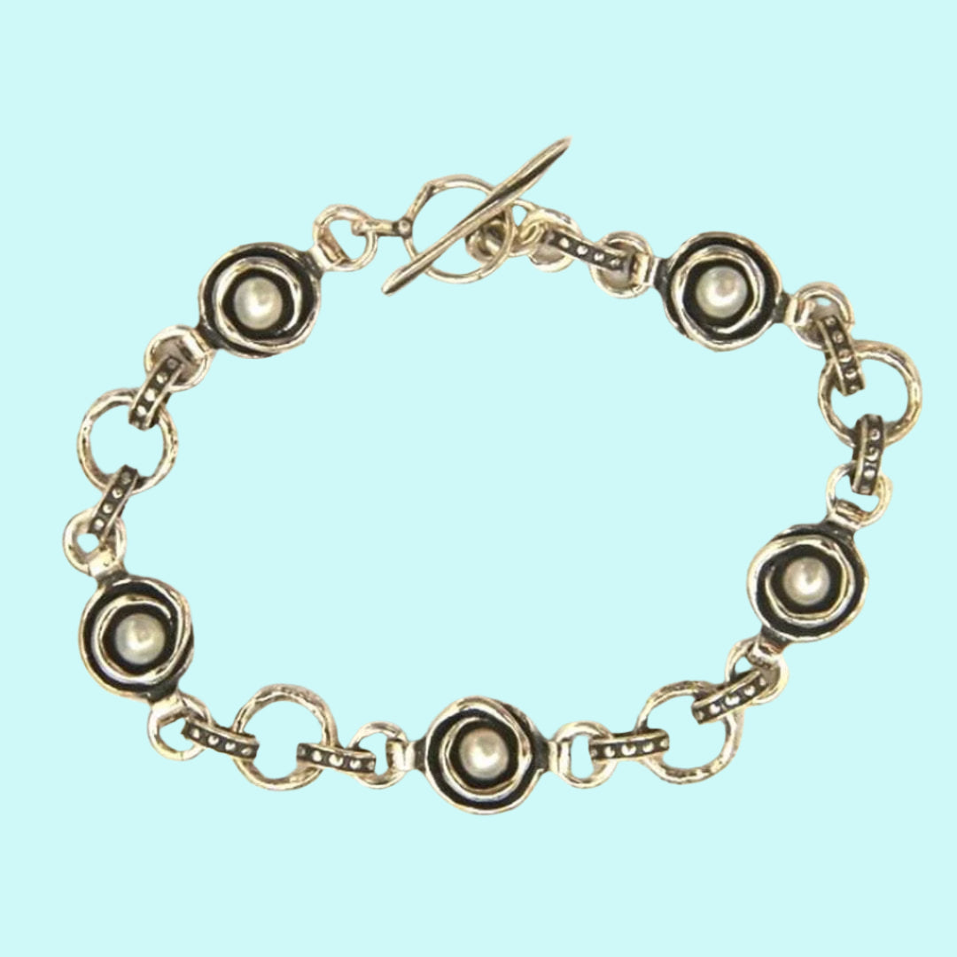 Silver Bracelets Israeli bracelets Pearls bracelet Boho jewelry - Bluenoemi