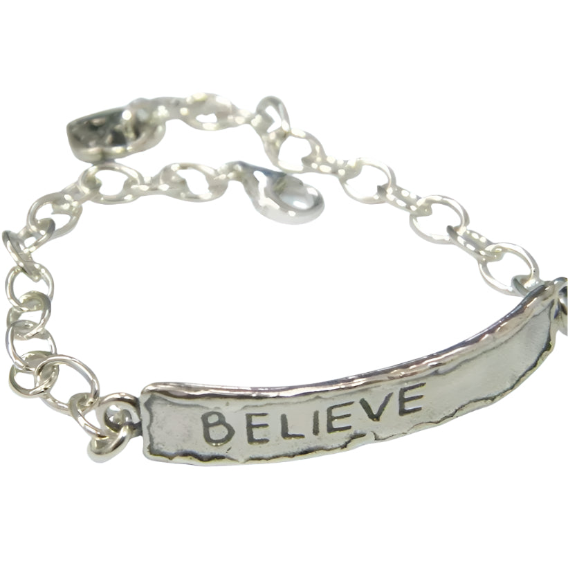 Sterling silver Bracelet for Woman. Engraved Love / Believe / Faith Bracelet. - Bluenoemi