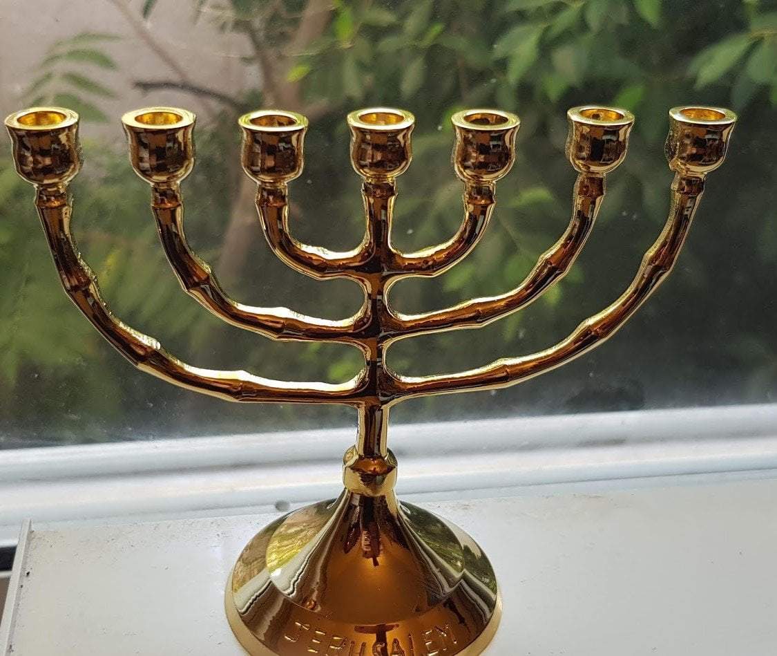 Menorah from the Holy Land - Jerusalem Menorah seven candles Gift - Bluenoemi