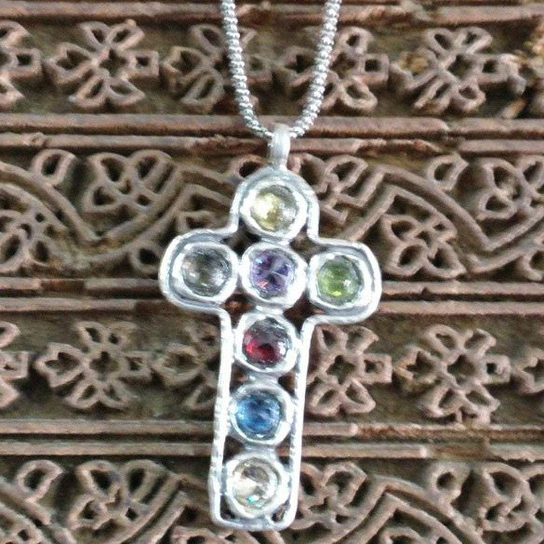Sterling Silver Cross necklace Boho designer jewelry, necklace for woman, Cross pendant - Bluenoemi