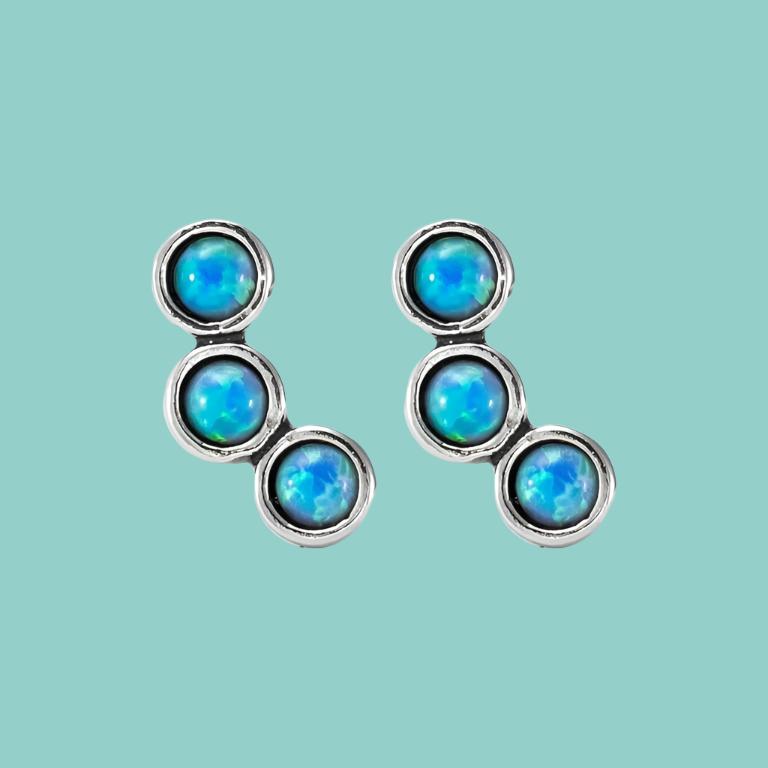 Bluenoemi Earrings blue Bluenoemi jewelry Stud Earrings Sterling Silver Blue Opals Israeli jewellery