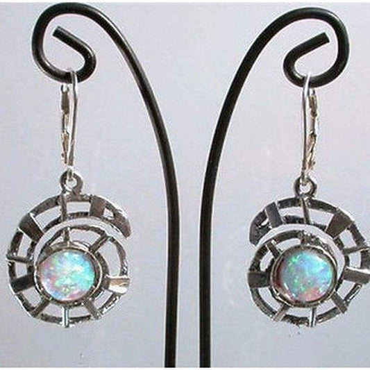 Bluenoemi Earrings blue Sterling silver earrings 925 handcrafted spiral opal earrings