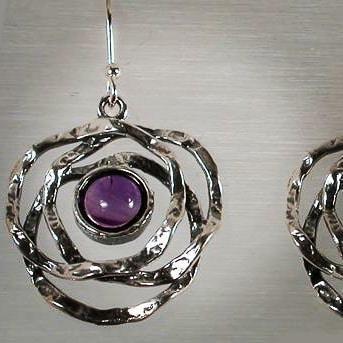 Bluenoemi Earrings Earrings / Purple / dangling Earrings for woman, amethyst earrings Israeli designer jewelry, sterling silver earrings