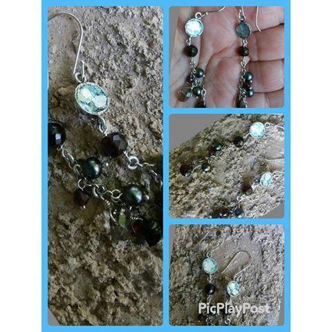 Roman glass jewelry dangling earrings Israeli jewelry garnets - Bluenoemi