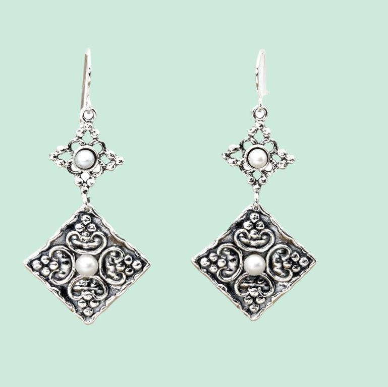 Bluenoemi Earrings pearl Israeli silver earrings for women with pearls