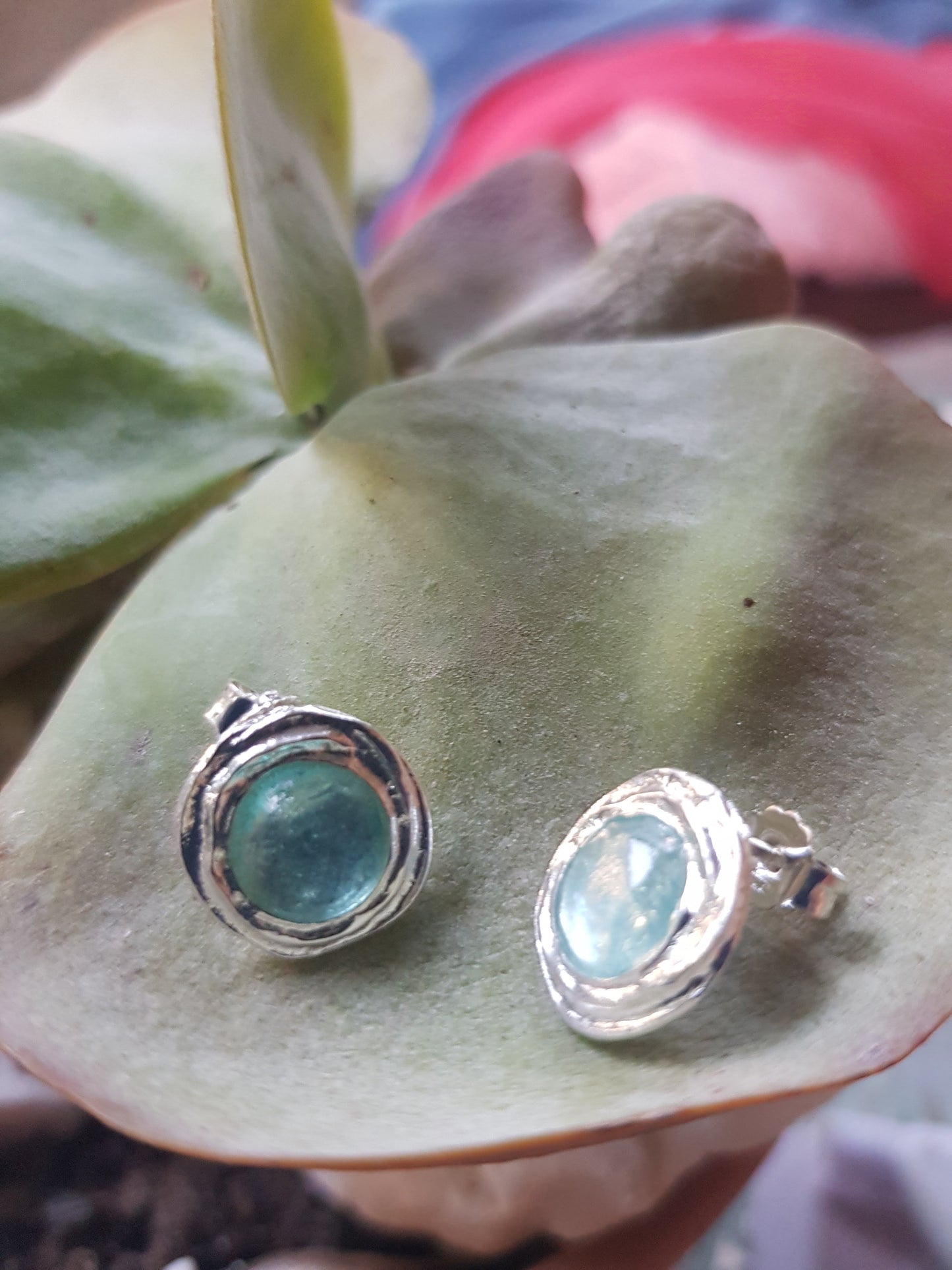 Bluenoemi Earrings Roman Glass sterling silver Earrings Roman glass jewelry stud round roman glass earrings Israeli silver jewelry