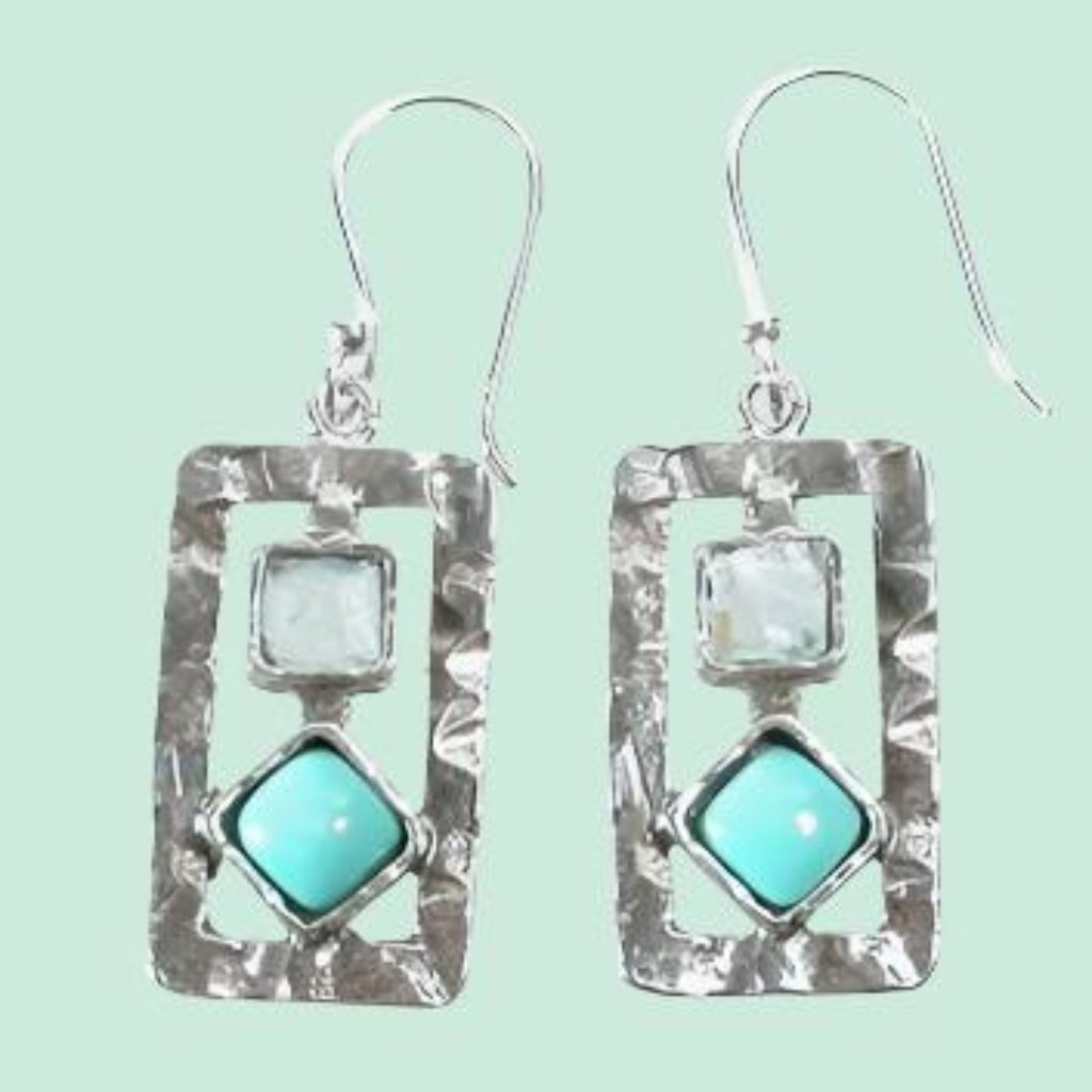 Bluenoemi Earrings silver Silver earrings sterling 925 set with opal Blue Israeli jewelry