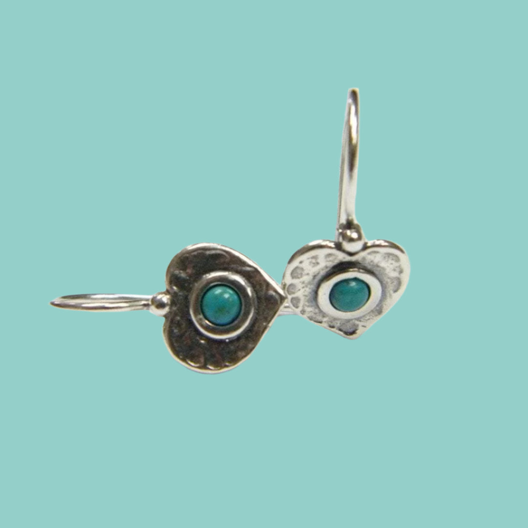 Bluenoemi Earrings Sterling silver earrings opal dangle heart Israeli handwork jewelry