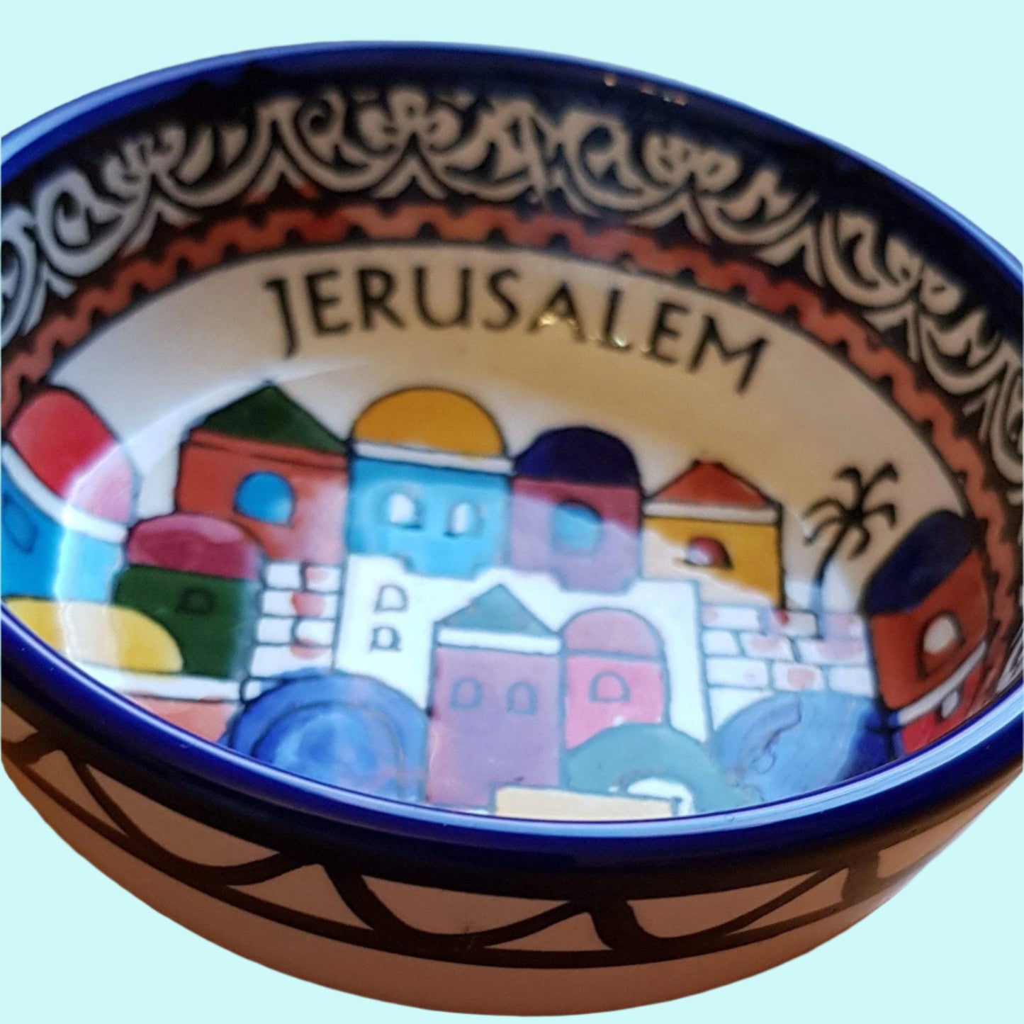 Gift for Home Armenian Ceramic Bowl for serving or decoration. Holy Land Jerusalem motif. - Bluenoemi